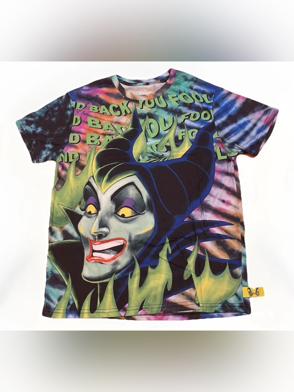 Heidi Klum x Disney Villains Maleficent Tie Dye T-Shirt Large All Over Print Y2K